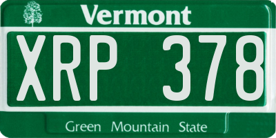 VT license plate XRP378