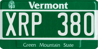 VT license plate XRP380