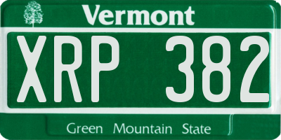 VT license plate XRP382