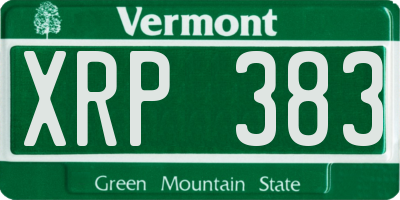 VT license plate XRP383