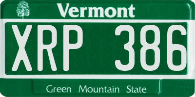 VT license plate XRP386