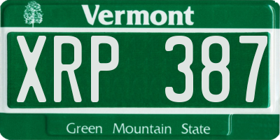 VT license plate XRP387