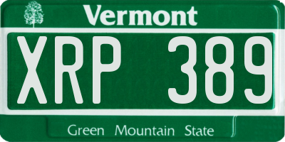 VT license plate XRP389