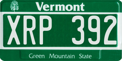VT license plate XRP392