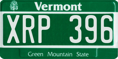 VT license plate XRP396