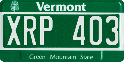 VT license plate XRP403