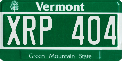 VT license plate XRP404