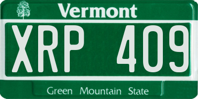 VT license plate XRP409