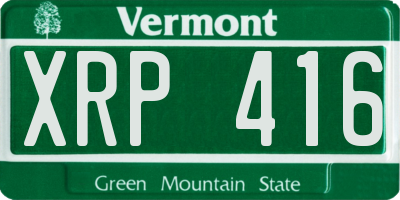 VT license plate XRP416
