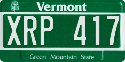 VT license plate XRP417