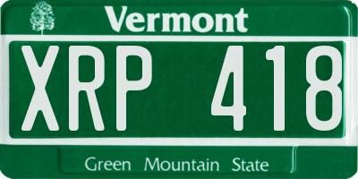 VT license plate XRP418