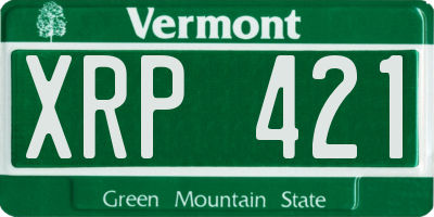 VT license plate XRP421