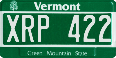 VT license plate XRP422