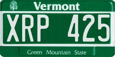 VT license plate XRP425