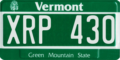 VT license plate XRP430