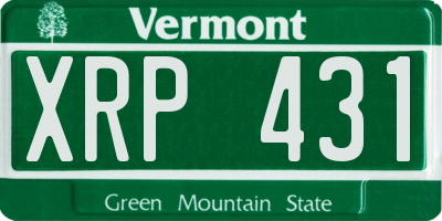 VT license plate XRP431
