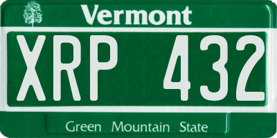 VT license plate XRP432