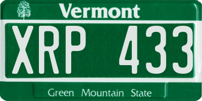VT license plate XRP433