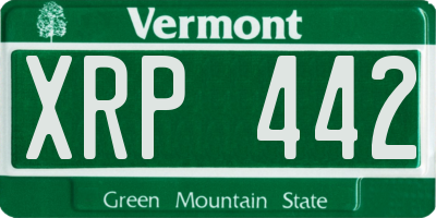 VT license plate XRP442