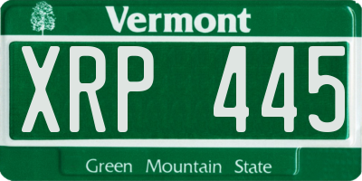 VT license plate XRP445