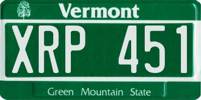 VT license plate XRP451