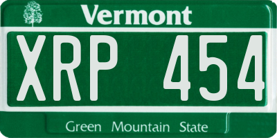 VT license plate XRP454