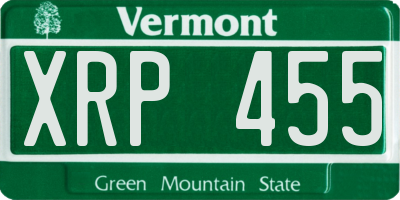 VT license plate XRP455