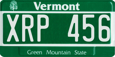 VT license plate XRP456