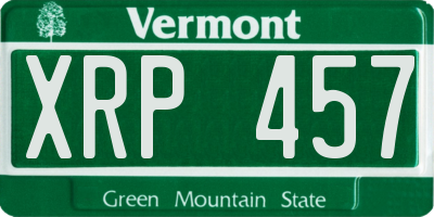 VT license plate XRP457