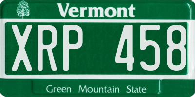 VT license plate XRP458