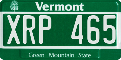 VT license plate XRP465