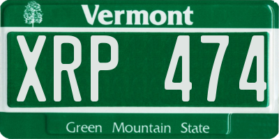 VT license plate XRP474