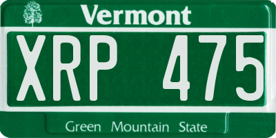 VT license plate XRP475