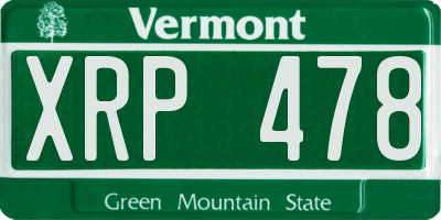 VT license plate XRP478
