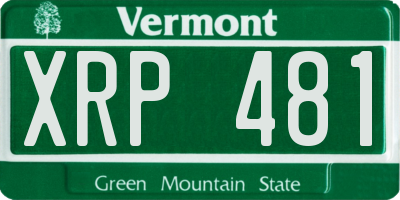 VT license plate XRP481