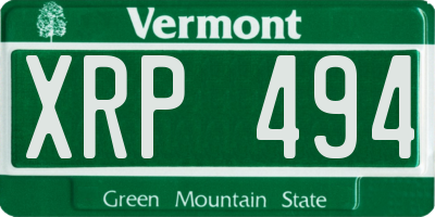 VT license plate XRP494