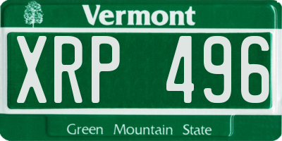 VT license plate XRP496