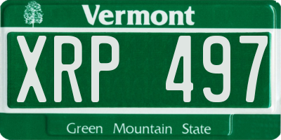 VT license plate XRP497