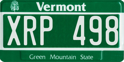 VT license plate XRP498