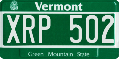 VT license plate XRP502