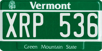 VT license plate XRP536