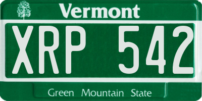 VT license plate XRP542