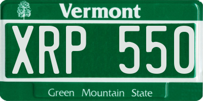VT license plate XRP550