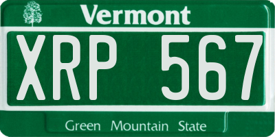 VT license plate XRP567