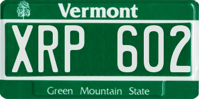 VT license plate XRP602