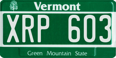 VT license plate XRP603