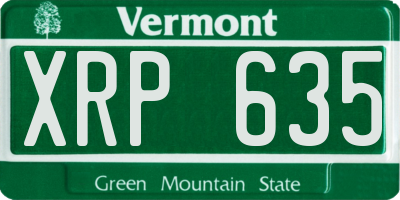 VT license plate XRP635