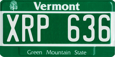 VT license plate XRP636