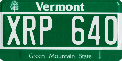 VT license plate XRP640