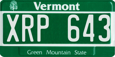 VT license plate XRP643